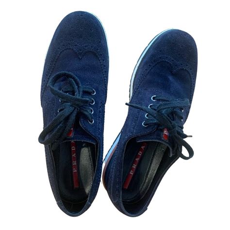 prada blau|Prada lace up sneakers.